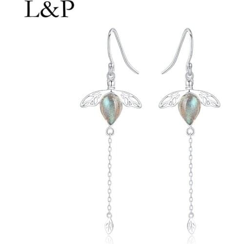New Design Labradorite 100% 925 Sterling Silver Drop Earrings Elegant Bee Gemstone Earrings Jewelry For Birthday Gift