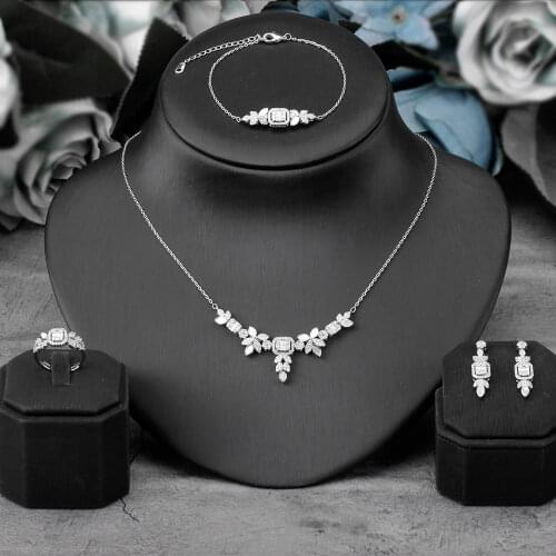 New Design Women Wedding Jewelry Set High Quality Cubic Zirconia Saudi Arabia Bridal Jewelry Sets Accessories Gift