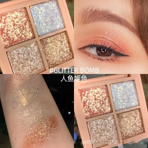 4 Colors Glitter Bomb Eyeshadow Makeup Pallete Matte Eye Shadow Palette Shimmer And Shine Diamond Eyeshadow Powder Pigment