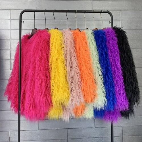 Fur imitation fur coat Korean plain beach wool womens coat long lamb hair