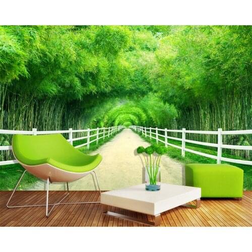 Beibehang Custom wallpaper home decoration bamboo fence path fresh 3D TV background wall living room bedroom murals 3d wallpaper