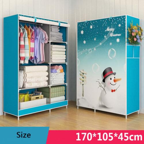 Double Zipper Simple Closet With Roller Shutter Cover Double Clothes Storage Steel Frame Free Assembly Wardrobe Storage Cabinet