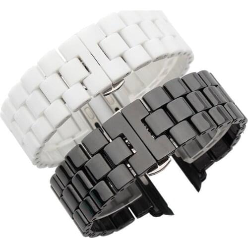 Luxury Ceramic Watchband for Apple Watch 42mm 44mm Butterfly Buckle Chain Style Bracelet Band for iWatch Series 4 3 2 1 Strap