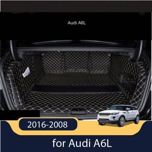 Luxury Leather Car Trunk Mat for Audi A6L 2016 2008 waterproof cargo liner mats boot carpets Automotive interior accessories