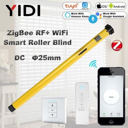 25mm RF433 ZigBee Smart Tubular Motor DC Roller Blinds Shutter Automatic Curtain System for 38mm Tube Tuya Alexa Google Home