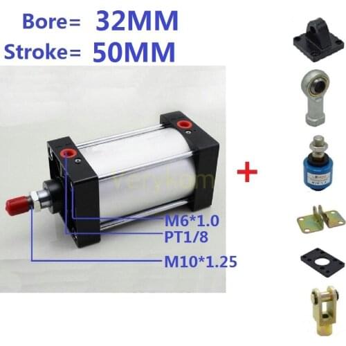 SC32*50 Free Shipping Pneumatic Standard Air Cylinder Single Rod Piston 32mm Bore 50mm Stroke SC32-50 SC SCD SU SCJ 32*50 -S