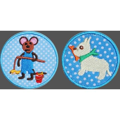 Kawaii Bone Dog Mouse Patches Iron on Badges Stripes Animal Clothes Appliques Sewing Embroidery Pet Cute Stickers