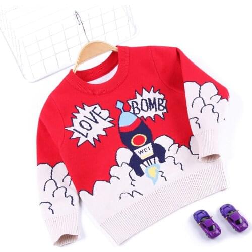 Sweater for Boys Autumn Winter Childrens Fashion Warm Knit Sweater Kids Clothing Print Thick New Year Sweater for Boy 2-8 Y