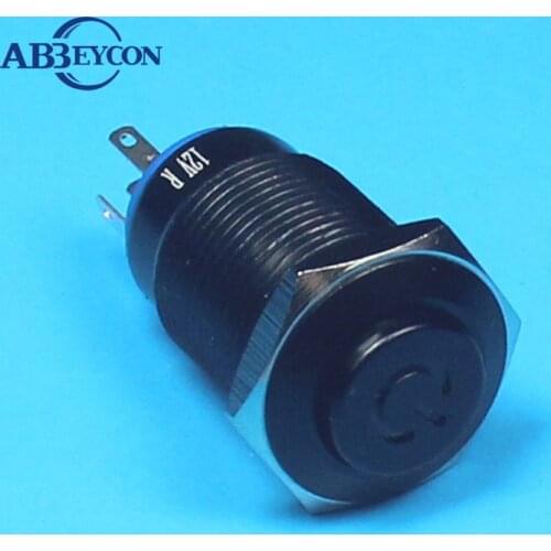 TY 1677Z 3V~ 220V High flush head black power logo illuminated 5pin push button switch