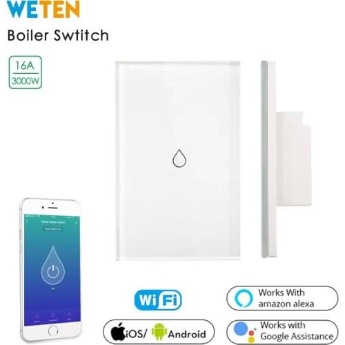 Smart Wifi Water Heater Boiler Switch 16A 3000W Glass Panel High-Power Timmer Mobile APP Voice Control with Alexa Google Home