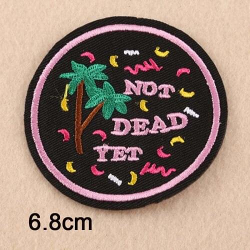 Not Dead Yet Iron On Embroidered Clothes Patch For Clothing Sticker Garment Letters Embroidery Punk Novelty Patch