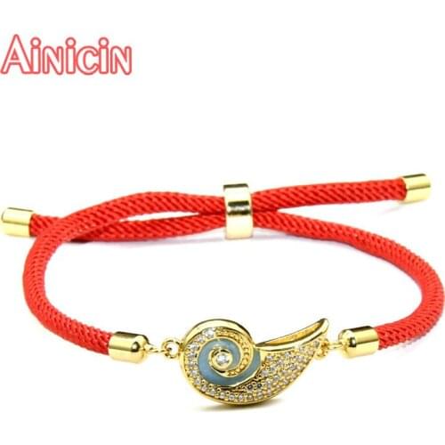 High Quality Red Rope Chain Gold Plating Conch Sea Snail Adjustable Bracelets For Fashion Women Girls Gift Jewelry 10pcs