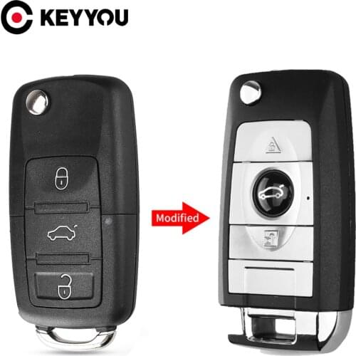 KEYYOU Modified Replacement Car Key For Volkswagen VW Polo Passat B5 Golf MK5 Beetle 3 Buttons Folding Key Shell Case Repair Kit