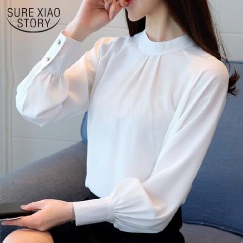 Autumn 2019 chiffon women shirts long sleeve ladies tops solid office lady blouse Fashion blouses women blusa feminina 1308 40