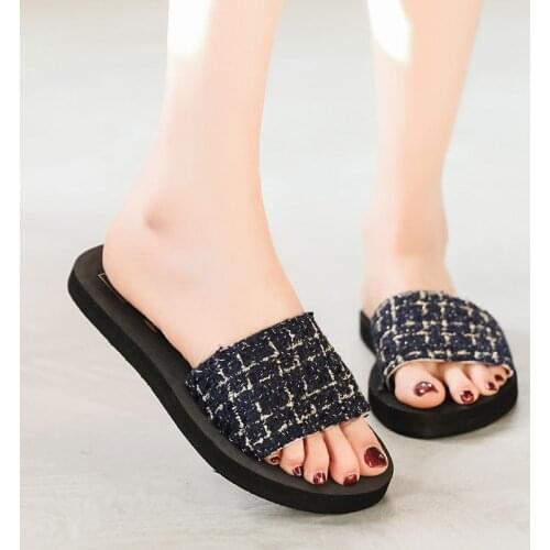 2021 Summer Bohemian Outdoor Platform Women Slippers Indoor Wedges Color Print Slides High Heels Shoes for Women Flip Flops