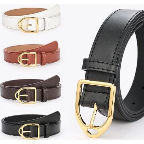 Dressing Ladies Leather Professional Dress Belt New Pin Buckle Leather Wild Jeans with Narrow Jeans Skirt Dress