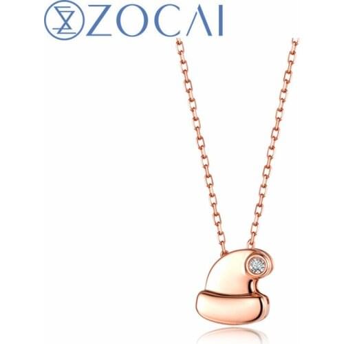 ZOCAI Christmas Gift Diamond Necklace Certificated 0.009 CT Diamond 18K Rose Gold (Au750) Christmas Hat Pendant D04998