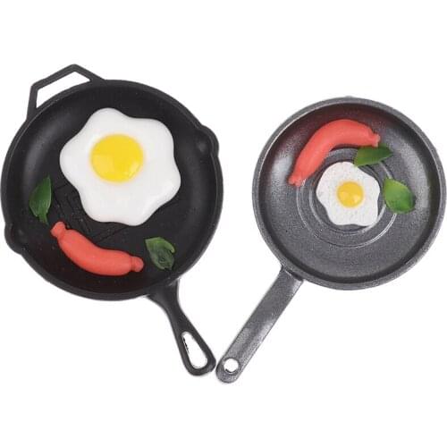 1:12 Dollhouse Miniature Egg Sausage Frying Pan Set Kitchen Accessories Toys