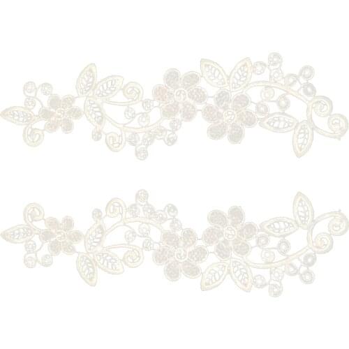 1 Pair of Guipure Costume Patches with Floral Lace Appliqués