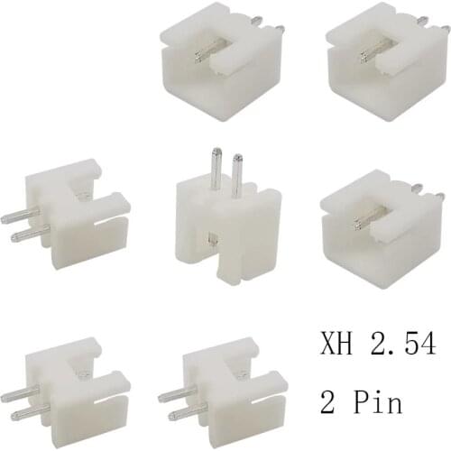 100PCS 2Pin 2.54mm Pitch Terminals Housing Pin Header XH2.54 XH 2.54mm Connectors for 2P JST XH 2.54 Wire Cable Connector