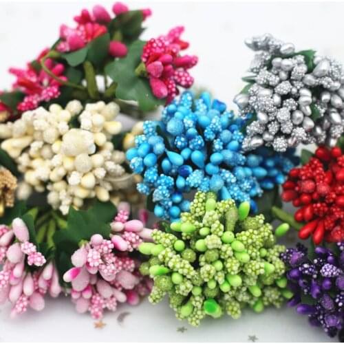 12/36/72PCS Mini Berry Stamen Color Simulation Bouquet Wedding Brooch Childrens Gift DIY Handmade Wreath Headdress Decoration