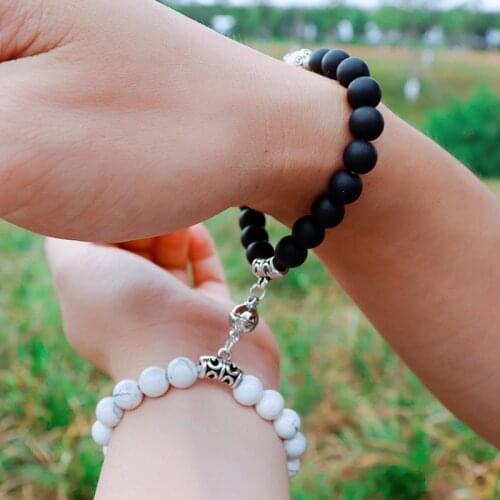 2pcs/Set New Magnetic Couples Bracelets Natural Stone Magnet Attractive Bracelet Lovers Jewelry Valentines Day Present