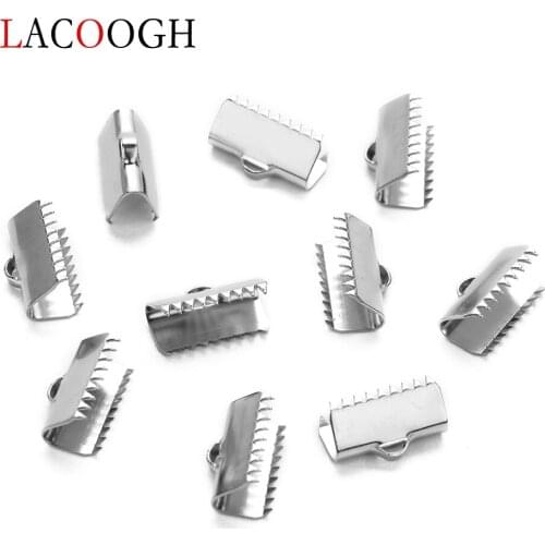 20pcs 6/8/10/13mm Stainless Steel Ribbon Clip Clamp Cord Crimp End Cap Tip Pinch Handmade Necklace Bracelet DIY Jewelry Findings
