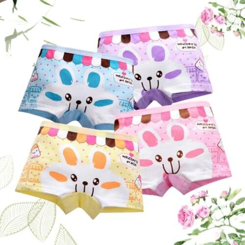 4Pcs Girls Cotton Panties Children Cartoon Underwear Baby Girls Underwear Boxer Briefs Panties