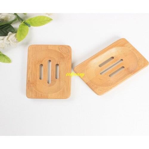 50pcs/lot Fast shipping Bathroom Dish Bamboo Soap Tray Holder Storage Soap Rack Plate Box Container