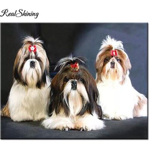 Shih tzu dog brothers diamond painting accessories Round Diamond mosaic full Square embroidery rhinestones picture,decor FS6571
