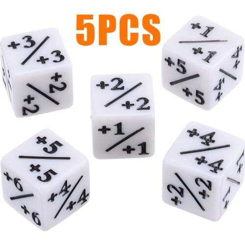 5Pcs White Dice Counters Negative +1/+1 For Magic The Gathering MTG Funny Table Desktop Party Bar Gambling Games Tool