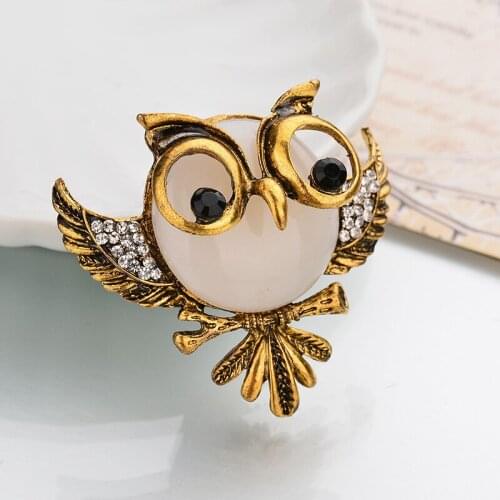 YADA Enamel Rhinestone Couple Owl Pins&Brooches for Womens Mens Clothes Scarf buckle collar jewelry pins Owl Brooches BH200032