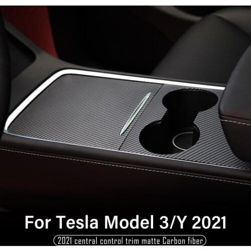 Model3 Car Central Control Panel Protective Carbon fiber For Tesla Model Y 2021 Accessories Carbon Fiber Matte Black ABS Three