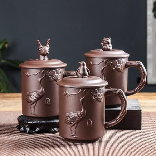 Yixing Zisha Tea Cup with Lid Office Cup Master Teacup Kungfu Teaset Ceramic Water Cups Drinking Tea Cup Male Cup