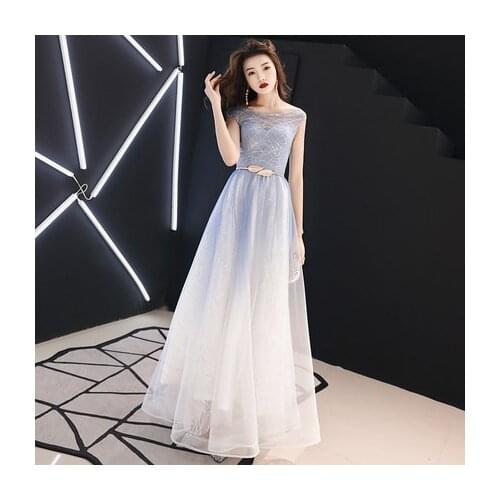 Elegant eveningUp.Sky dress long see though back formal dresses occasion party dresses with belt 2019 new