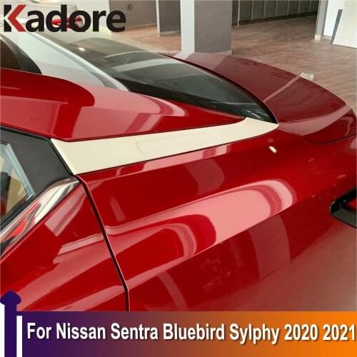 For Nissan Sentra Bluebird Sylphy 2020 2021 ABS Carbon Fiber Rear Windows Trim Stripe Car Stickers Cover Decoration