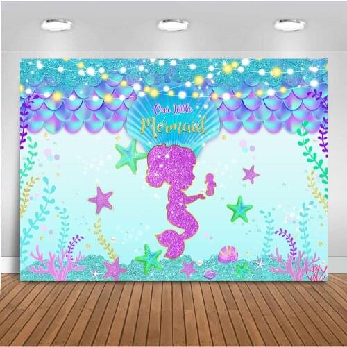 Mermaid backdrop Children newborn birthday mermaid theme party decoration supplies under the sea background for photo studio