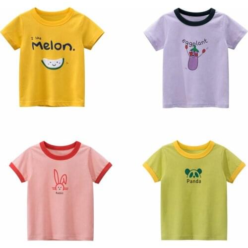 Cartoon Fruit T-shirt Children’s Clothing Boys Short Sleeves Panda Tees Baby Kids Cotton Tops For Girls Casual Tshirts 2 4 6 8T