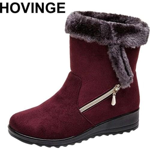 HOVINGE Ladies Boots Fluffy Zipper In Warm Tube Flat With Zipper Leisure Expensive Popular Autumn Winter Ankle Boots