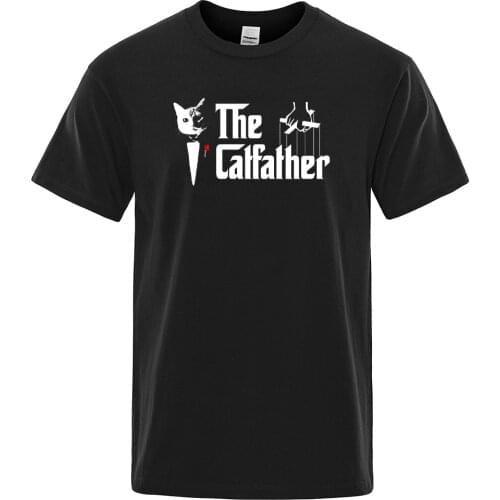 The Catfather Cat Cool Printing Man Tshirt Casual Comfortable T-Shirt Fashion Vintage Tee Shirts Oversized Casual T Shirts Mens