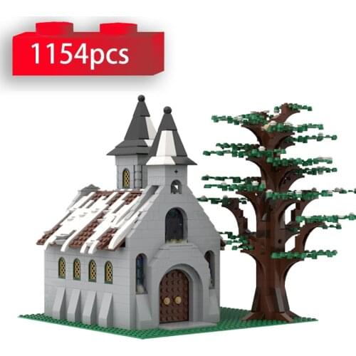 Winter Church Architecture Model Building Blocks Creative Village City Street View Bricks Constructor Toys for Children Gifts