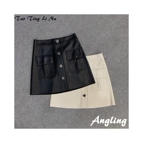 Top brand Women Autumn 2020 Genuine Real Sheep Leather Skirt E75 high quality