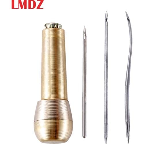 LMDZ 4Pcs Canvas Leather Tent Shoes Sewing Awl Taper Leather craft Needle Kit Repairing Tool Sets Hand Stitching