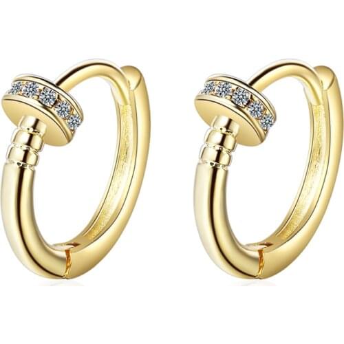 Girls' Lovely Simple Hoop Earrings Crystal Small Huggies Golden/White Tiny Hoops Charming Earring Piercing Jewelry For Women