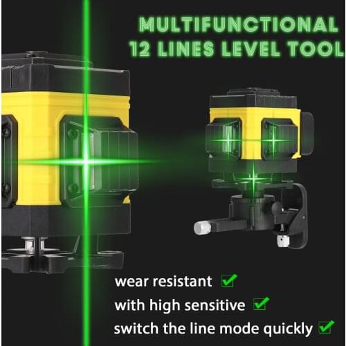 Multifunctional 12 Lines Laser Level Tool Vertical Horizontal Lines with 3° Self-leveling Function