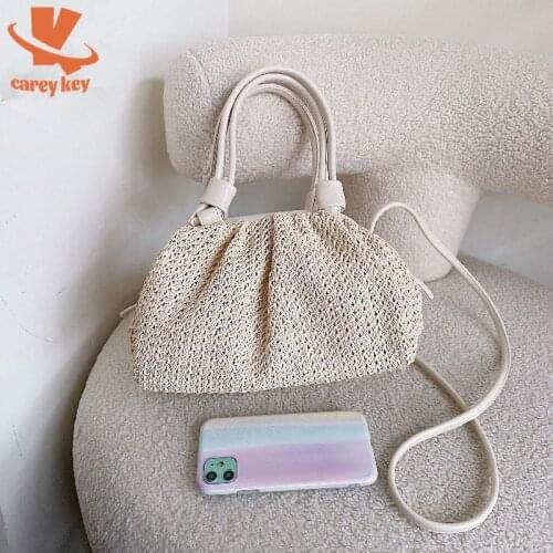 CAREY KEY Women Fashion Straw Bags Bohemia Woven Female Shoulder Bags Summer Beach Handbags Travel Casual Rattan Messenger Bag