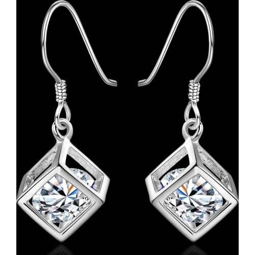 Fashion Jewelry cubic zirconia Womens New silver plated cute crystal earings Bijoux Earrings For Wedding Factory 925