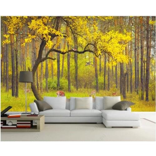Custom mural 3d photo wallpaper Beautiful scenery autumn forest woods home decor living room wallpaper for walls 3 d in rolls