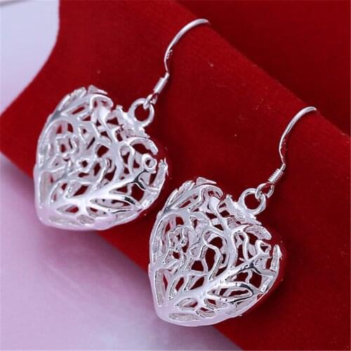 New Fashion 925 Sliver Heart-shaped Earrings Beautiful Earrings For Women wedding Gift Birthday Present Romantic Gift