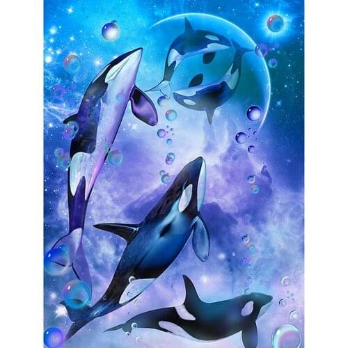 NEW Full Square Drill 5D DIY Diamond Painting Dolphin paradise 3D Embroidery Cross Stitch Rhinestone Mosaic Decor wedding gift